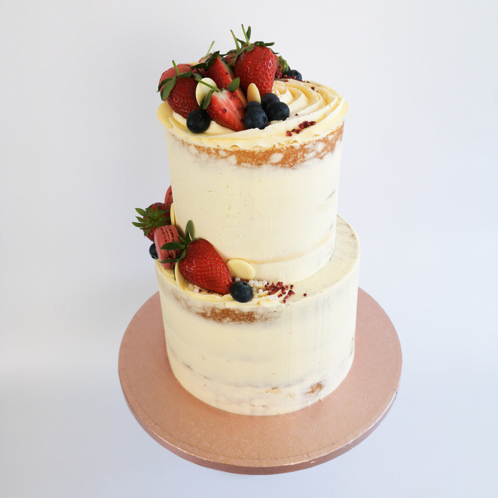 Semi naked fresh fruit birthday celebration cake Isle of Man
